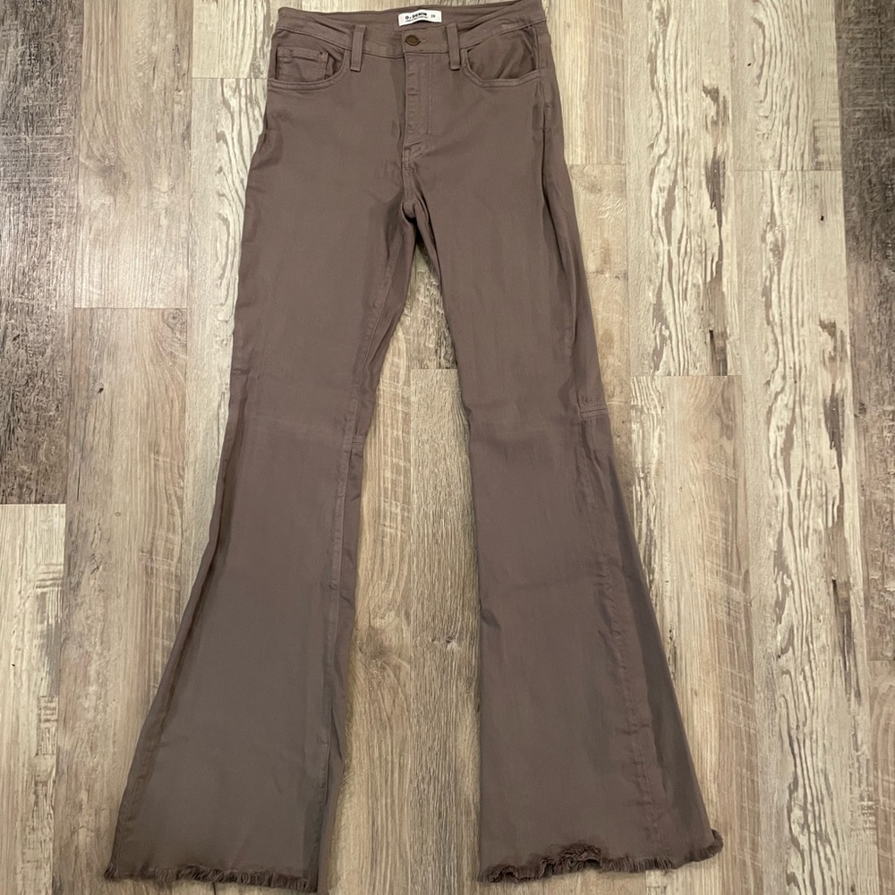 O2 Denim Light Gray Flare Jeans Size 28